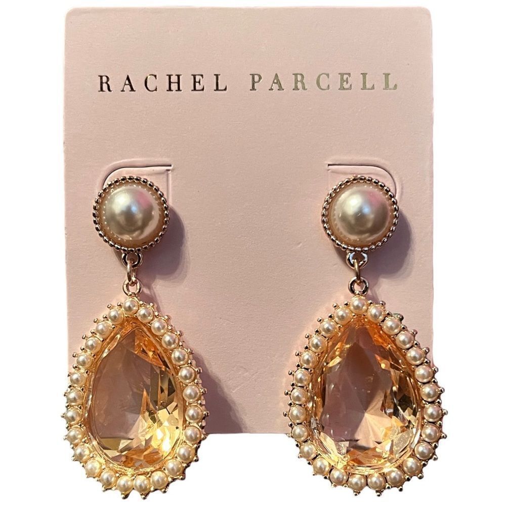 Rachel Parcell Pearl Champagne Glass Teardrop Statement Earrings